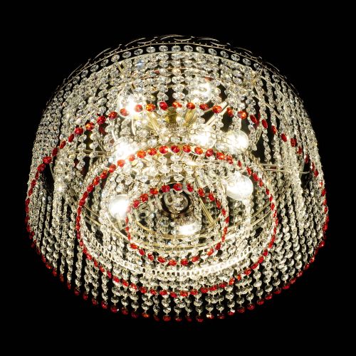 Люстра Капель оптикон №2 красная в Сочи Гусь Хрустальный