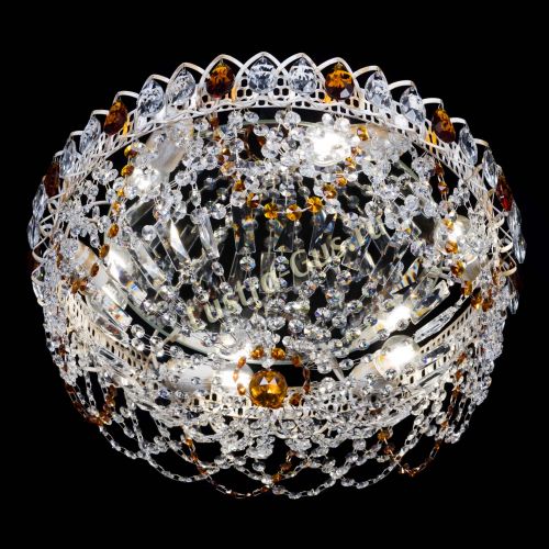 Люстра Каскад Ажур Чайная белая в Сочи Гусь Хрустальный