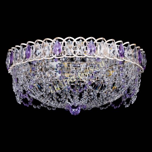 Люстра Каскад Ажур Фиолетовая белая в Сочи Гусь Хрустальный