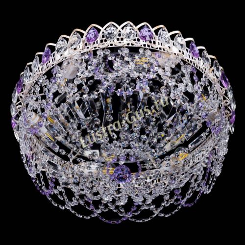 Люстра Каскад Ажур Фиолетовая белая в Сочи Гусь Хрустальный