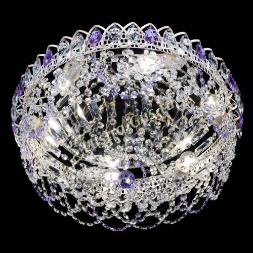 Люстра Каскад Ажур Фиолетовая белая в Сочи Гусь Хрустальный
