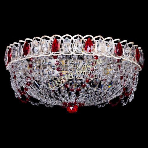 Люстра Каскад Ажур Красная белая в Сочи Гусь Хрустальный