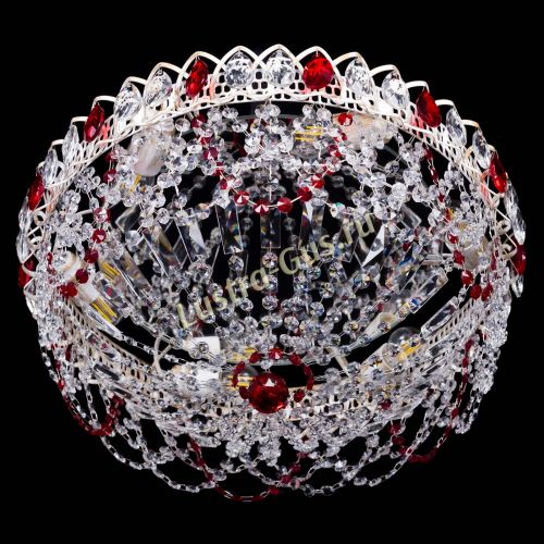 Люстра Каскад Ажур Красная белая в Сочи Гусь Хрустальный