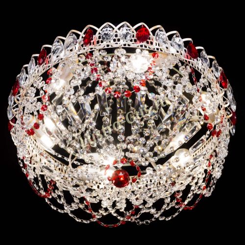 Люстра Каскад Ажур Красная белая в Сочи Гусь Хрустальный