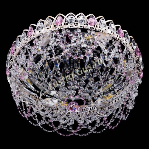 Люстра Каскад Ажур Розовая белая в Сочи Гусь Хрустальный