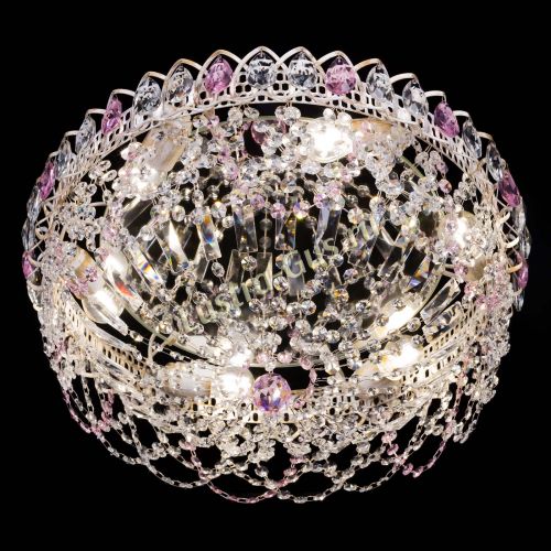 Люстра Каскад Ажур Розовая белая в Сочи Гусь Хрустальный