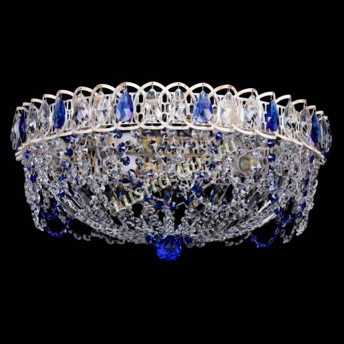 Люстра Каскад Ажур Синяя белая в Сочи Гусь Хрустальный