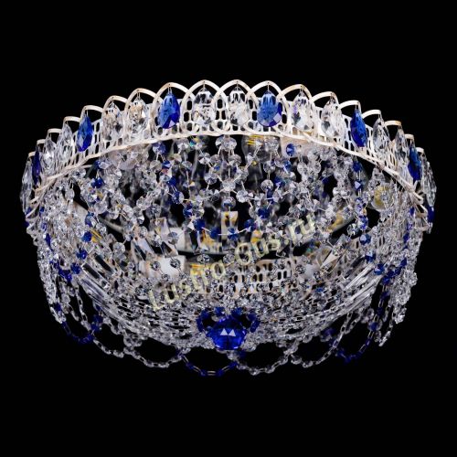 Люстра Каскад Ажур Синяя белая в Сочи Гусь Хрустальный