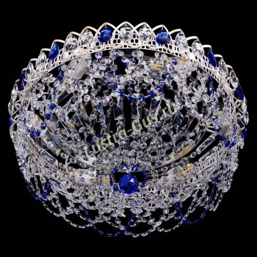 Люстра Каскад Ажур Синяя белая в Сочи Гусь Хрустальный