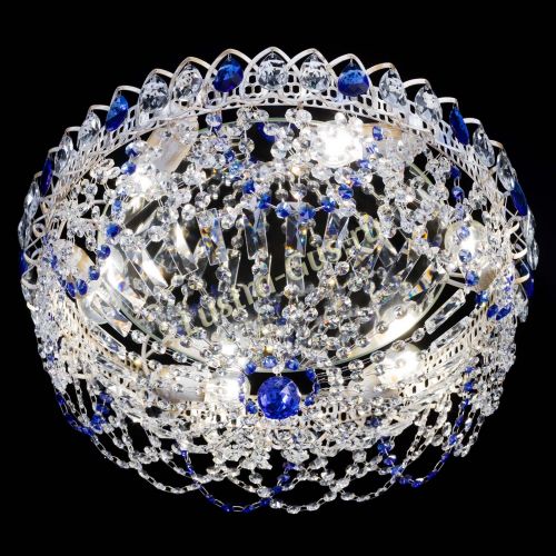 Люстра Каскад Ажур Синяя белая в Сочи Гусь Хрустальный