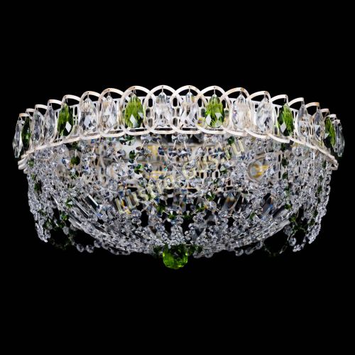 Люстра Каскад Ажур Зеленая белая в Сочи Гусь Хрустальный