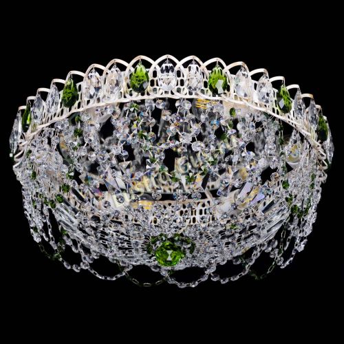 Люстра Каскад Ажур Зеленая белая в Сочи Гусь Хрустальный
