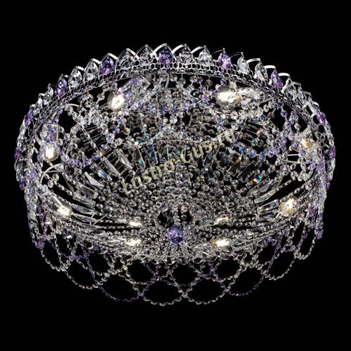Люстра Каскад Ажур 700 мм фиолетовый в Сочи Гусь Хрустальный