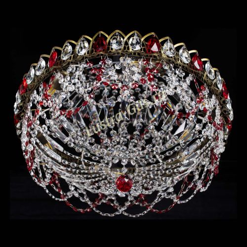 Люстра Хрустальный Каскад Ажур под бронзу Красная в Сочи Гусь Хрустальный