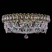 Люстра Хрустальный Каскад Ажур под бронзу Розовая