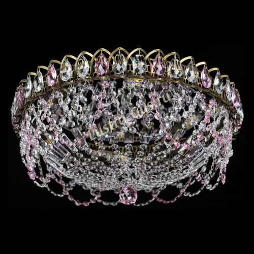 Люстра Хрустальный Каскад Ажур под бронзу Розовая в Сочи Гусь Хрустальный