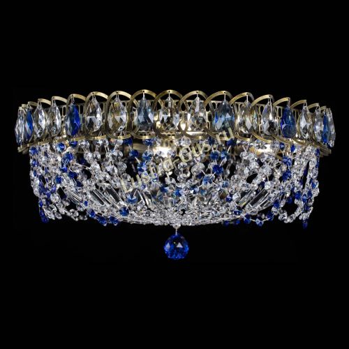 Люстра Хрустальный Каскад Ажур под бронзу Синяя в Сочи Гусь Хрустальный