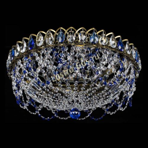 Люстра Хрустальный Каскад Ажур под бронзу Синяя в Сочи Гусь Хрустальный