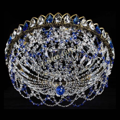 Люстра Хрустальный Каскад Ажур под бронзу Синяя в Сочи Гусь Хрустальный