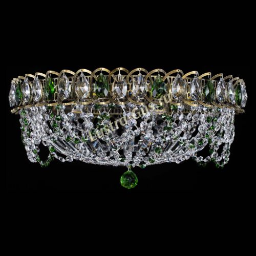 Люстра Хрустальный Каскад Ажур под бронзу Зеленая в Сочи Гусь Хрустальный