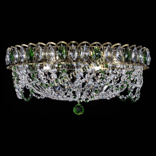 Люстра Хрустальный Каскад Ажур под бронзу Зеленая в Сочи Гусь Хрустальный