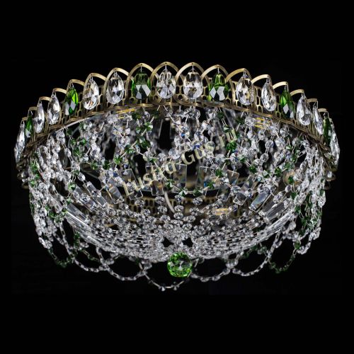 Люстра Хрустальный Каскад Ажур под бронзу Зеленая в Сочи Гусь Хрустальный