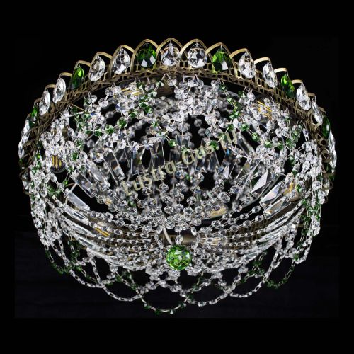 Люстра Хрустальный Каскад Ажур под бронзу Зеленая в Сочи Гусь Хрустальный