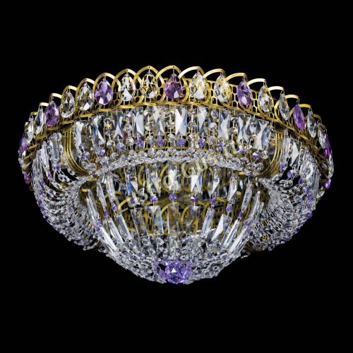 Люстра Кольцо Классика Пластинка фиолетовая под бронзу в Сочи Гусь Хрустальный