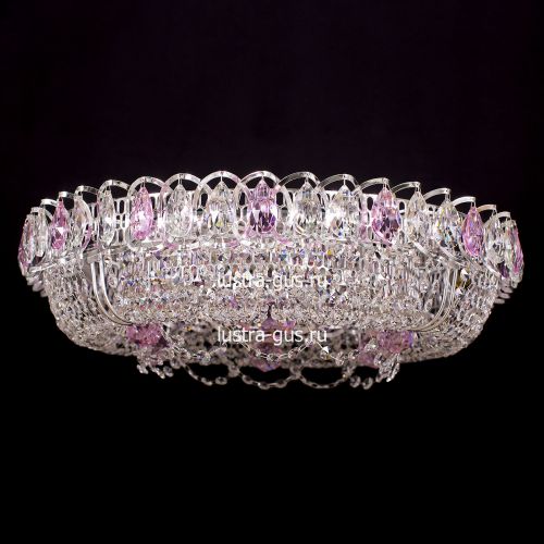 Люстра Кольцо Снежинка розовая в Сочи Гусь Хрустальный
