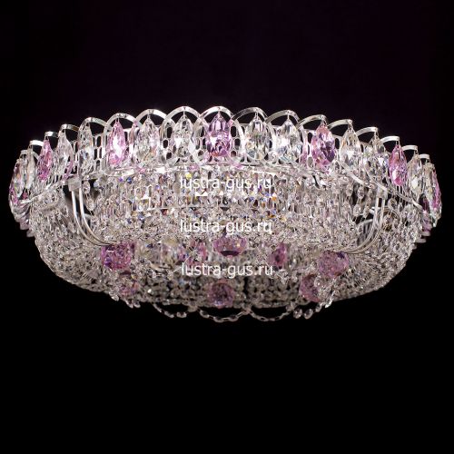 Люстра Кольцо Снежинка розовая в Сочи Гусь Хрустальный