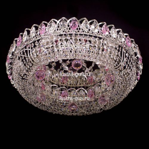 Люстра Кольцо Снежинка розовая в Сочи Гусь Хрустальный
