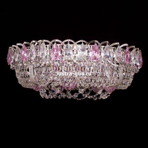 Люстра Кольцо Снежинка розовая в Сочи Гусь Хрустальный