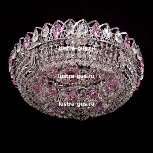 Люстра Кольцо Снежинка розовая в Сочи Гусь Хрустальный