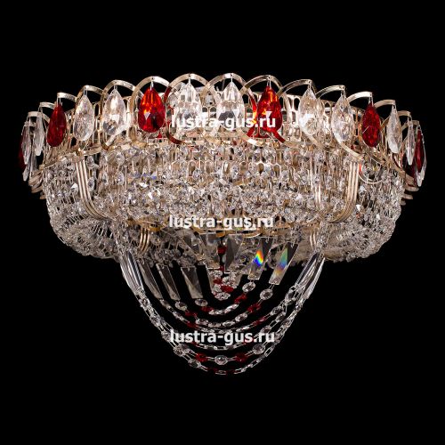 Люстра Кольцо Водоворот красная в Сочи Гусь Хрустальный