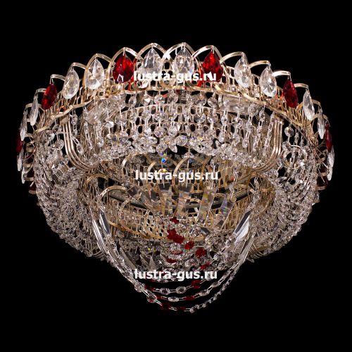 Люстра Кольцо Водоворот красная в Сочи Гусь Хрустальный