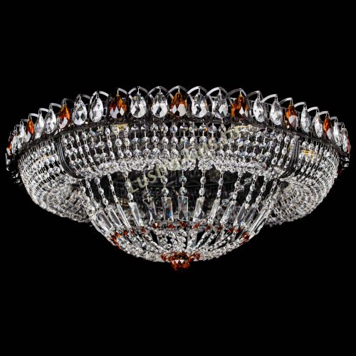 Люстра Кольцо Классика №8 Черная с чайными подвесками в Сочи Гусь Хрустальный