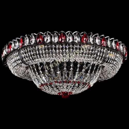 Люстра Кольцо Классика №8 Черная с красными подвесками в Сочи Гусь Хрустальный