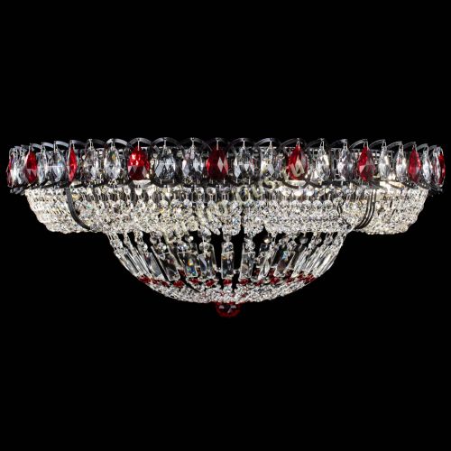 Люстра Кольцо Классика №8 Черная с красными подвесками в Сочи Гусь Хрустальный