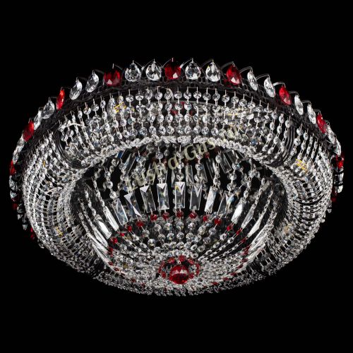Люстра Кольцо Классика №8 Черная с красными подвесками в Сочи Гусь Хрустальный