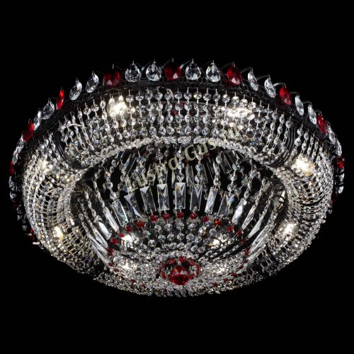 Люстра Кольцо Классика №8 Черная с красными подвесками в Сочи Гусь Хрустальный