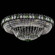 Люстра Кольцо Классика №8 Черная с зелеными подвесками