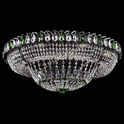 Люстра Кольцо Классика №8 Черная с зелеными подвесками в Сочи Гусь Хрустальный