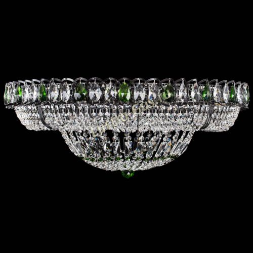 Люстра Кольцо Классика №8 Черная с зелеными подвесками в Сочи Гусь Хрустальный