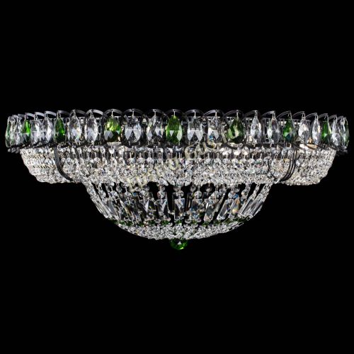 Люстра Кольцо Классика №8 Черная с зелеными подвесками в Сочи Гусь Хрустальный