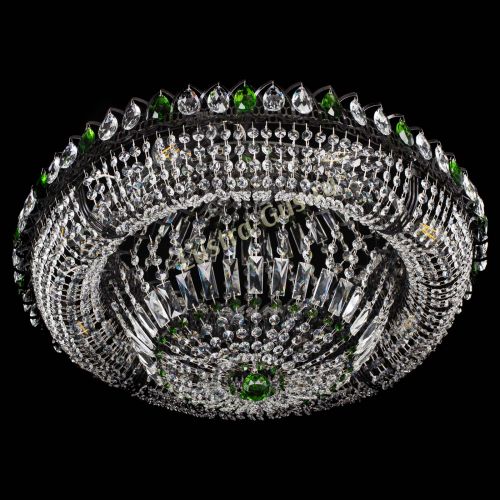Люстра Кольцо Классика №8 Черная с зелеными подвесками в Сочи Гусь Хрустальный