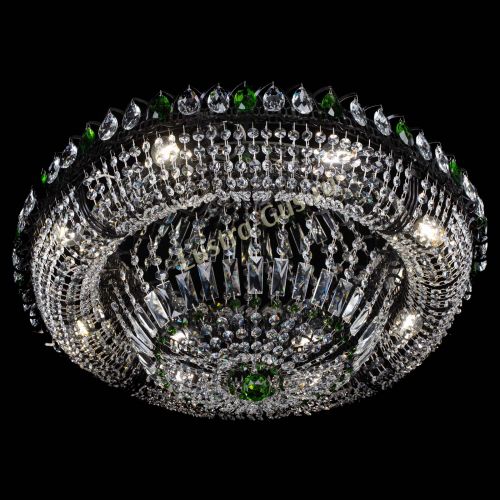 Люстра Кольцо Классика №8 Черная с зелеными подвесками в Сочи Гусь Хрустальный