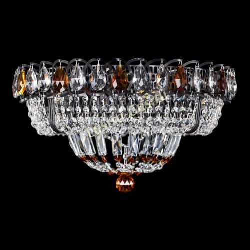 Люстра Кольцо Классика Черная с чайными подвесками в Сочи Гусь Хрустальный