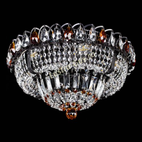 Люстра Кольцо Классика Черная с чайными подвесками в Сочи Гусь Хрустальный