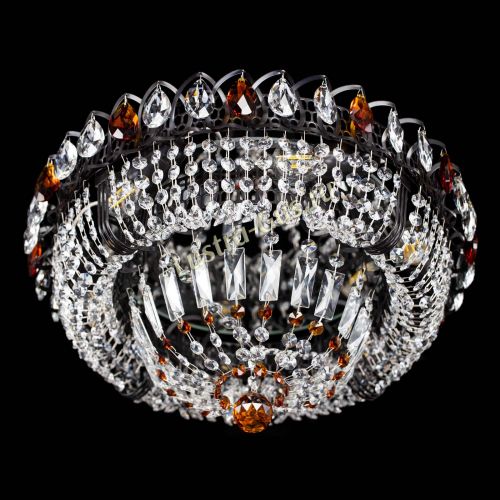 Люстра Кольцо Классика Черная с чайными подвесками в Сочи Гусь Хрустальный