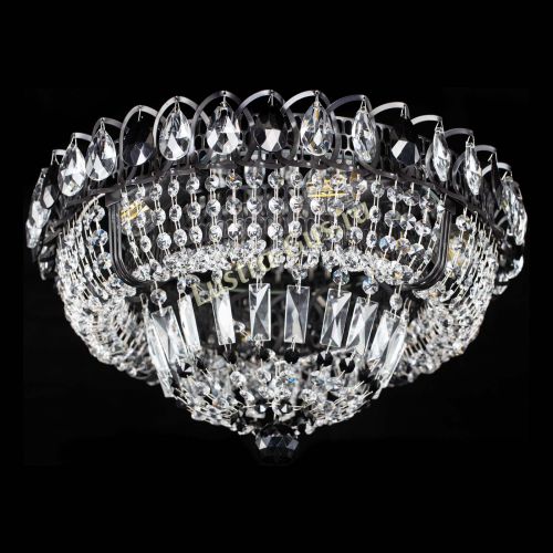 Люстра Кольцо Классика Черная с черными подвесками в Сочи Гусь Хрустальный